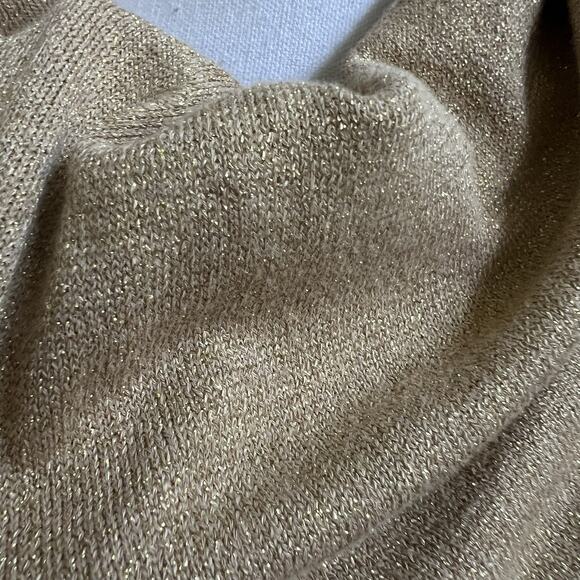 Victor Costa Vtg Cowl Neck Sweater Sz L Metallic Gold Tie Waist Knit Top L/S - Picture 7 of 7